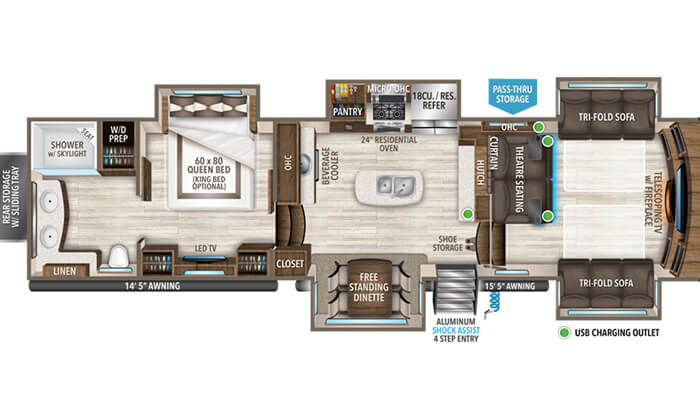 Solitude 382WB floor plan diagram.